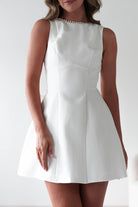Maria Pearl Bow Detail Mini  | White - Oh Hello Clothing