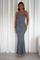 Maria Sequin Bodycon Maxi Gown | Silver | Oh Hello Clothing | S (8)