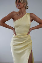 Meera Soft Matte Satin Midaxi  | Yellow 