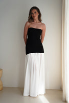 Mel Strapless Chiffon Skirt Maxi  | Black/White - Oh Hello Clothing