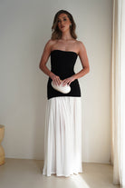 Mel Strapless Chiffon Skirt Maxi  | Black/White - Oh Hello Clothing