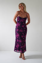 Merlo Low Back Midaxi  | Grape Print - Oh Hello Clothing