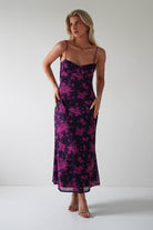 Merlo Low Back Midaxi  | Grape Print - Oh Hello Clothing