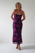 Merlo Low Back Midaxi  | Grape Print - Oh Hello Clothing