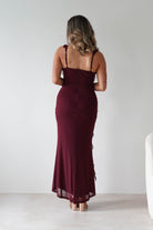 SASHA Wedding Guest Dresses Mhissa Ruffle Maxi Dress | Burgundy