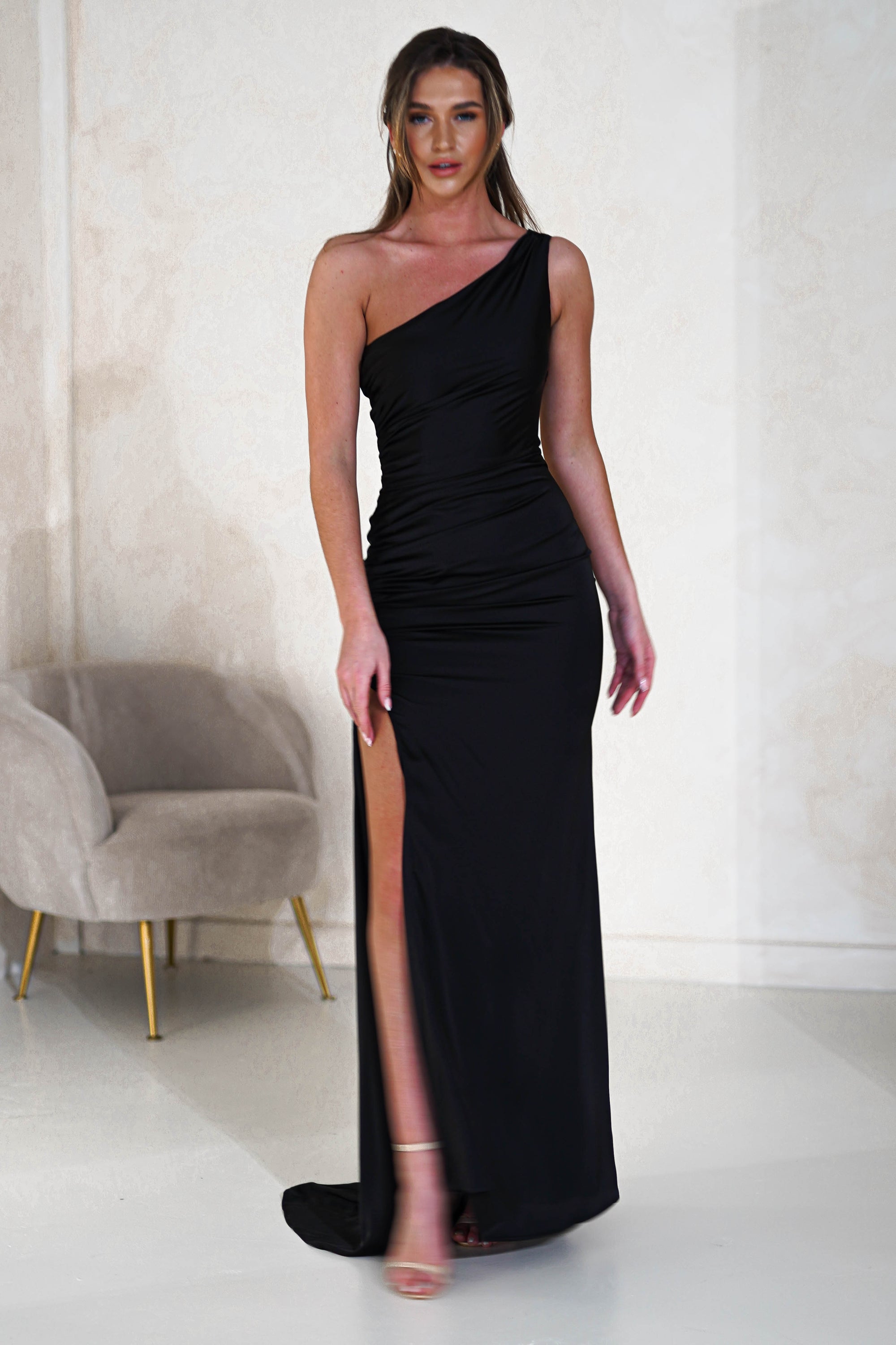 cinderella On Sale Mia One Shoulder Maxi Gown | Black