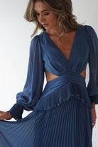 Middleton Pleated Maxi Dress | Slate Blue | Oh Hello Clothing | S (8)