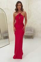 Milano Ruched Bodycon Maxi Dress | Red | Oh Hello Clothing | XS (6)