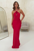 Milano Ruched Bodycon Maxi Dress | Red | Oh Hello Clothing | XS (6)