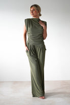 Mina Strechy 2 Piece Set | Olive | Oh Hello Clothing | ONE SIZE | 8 - 12