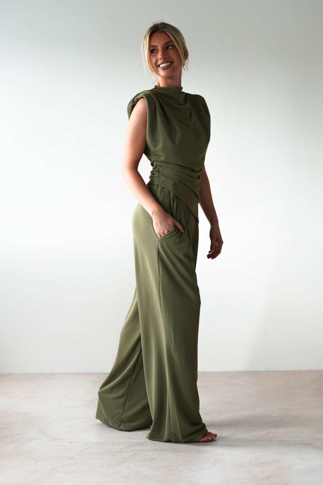 Mina Strechy 2 Piece Set | Olive | Oh Hello Clothing | ONE SIZE | 8 - 12