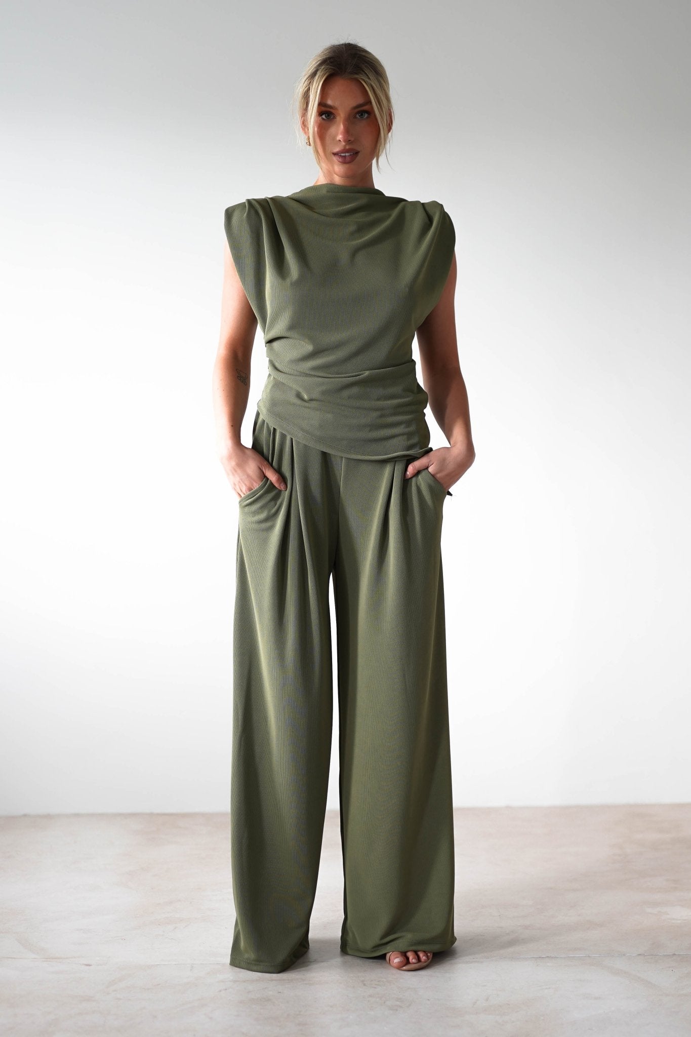 Mina Strechy 2 Piece Set | Olive | Oh Hello Clothing | ONE SIZE | 8 - 12