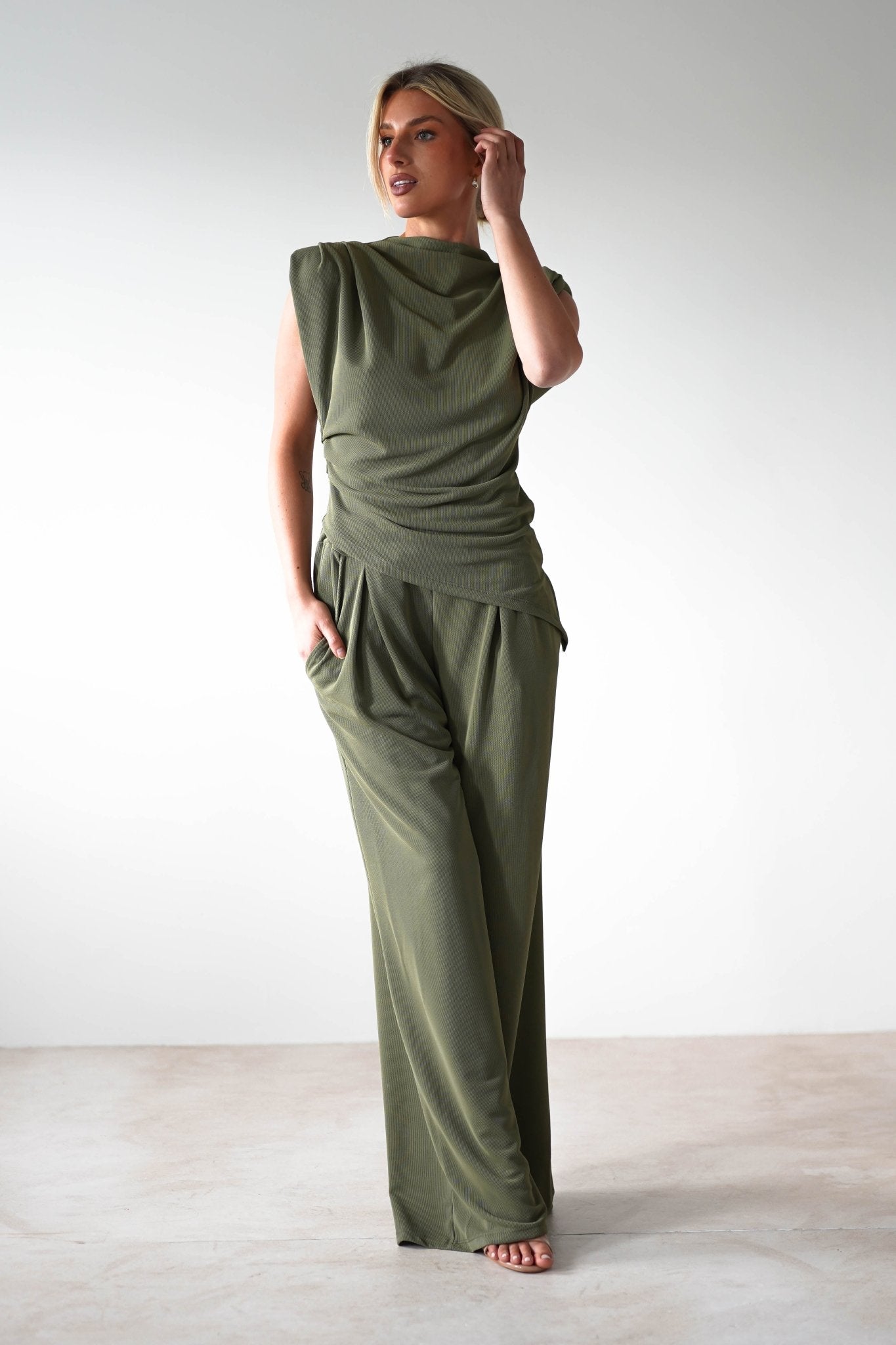 Mina Strechy 2 Piece Set | Olive | Oh Hello Clothing | ONE SIZE | 8 - 12