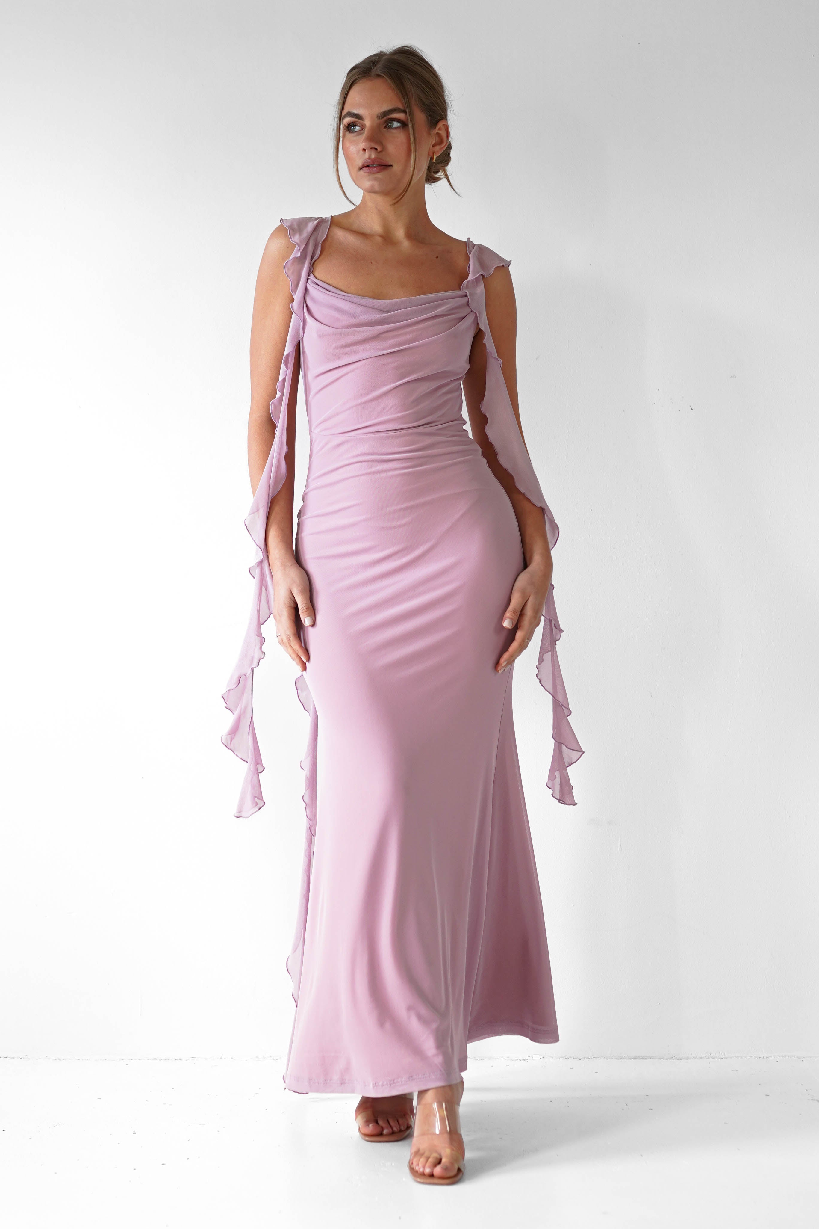 Miranda Ruffle Midaxi  | Mauve - Oh Hello Clothing