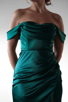 Monica Off The Shoulder Gown | Emerald Green - Oh Hello Clothing
