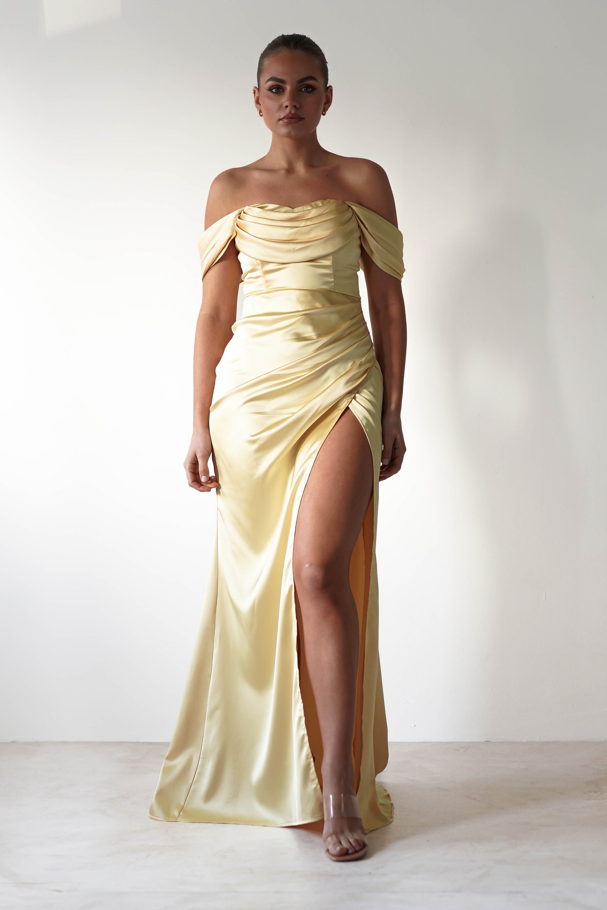 Monica Off The Shoulder Gown | Yellow - Oh Hello Clothing