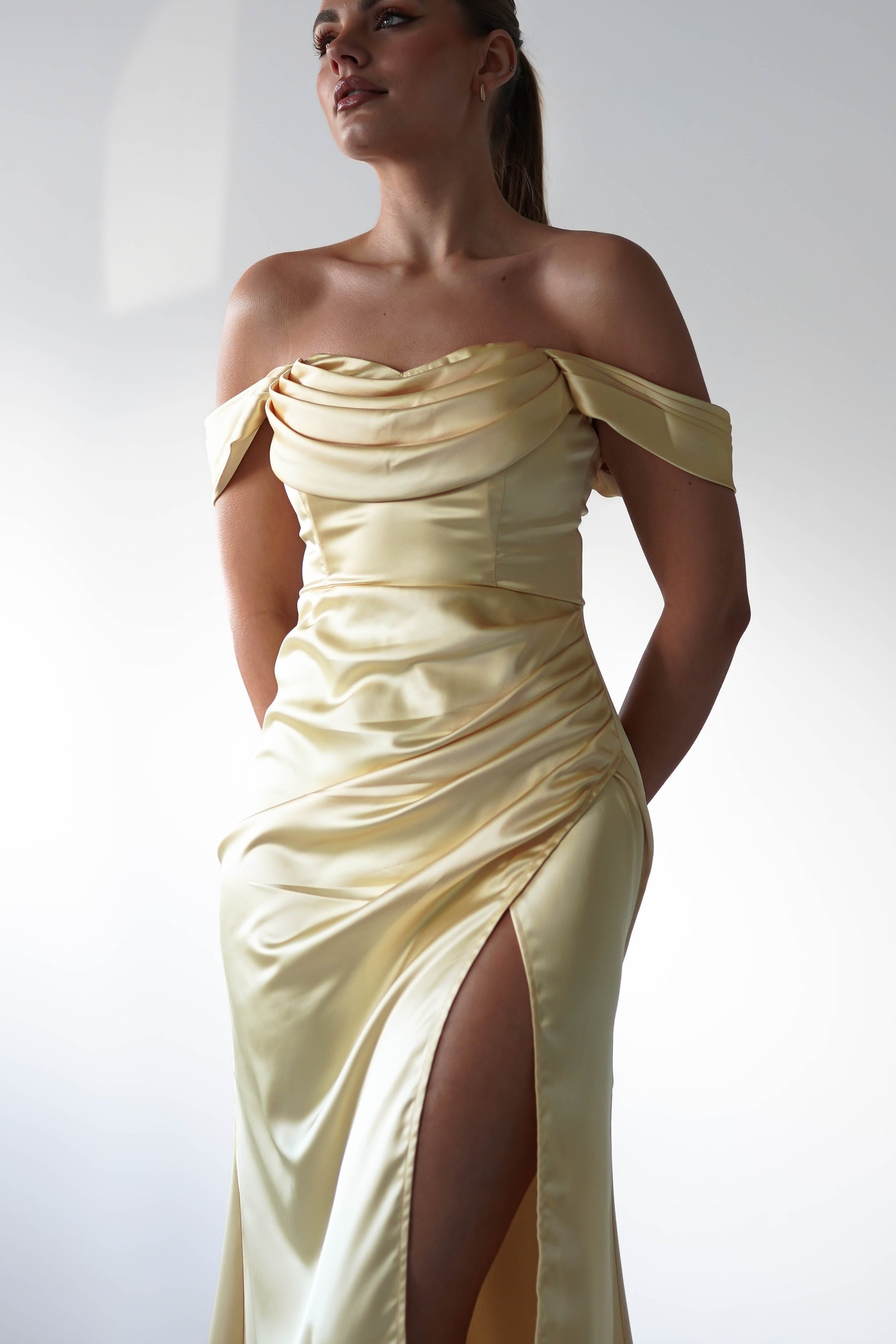 Monica Off The Shoulder Gown | Yellow - Oh Hello Clothing