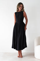 Monroe Skater Midaxi  | Black - Oh Hello Clothing