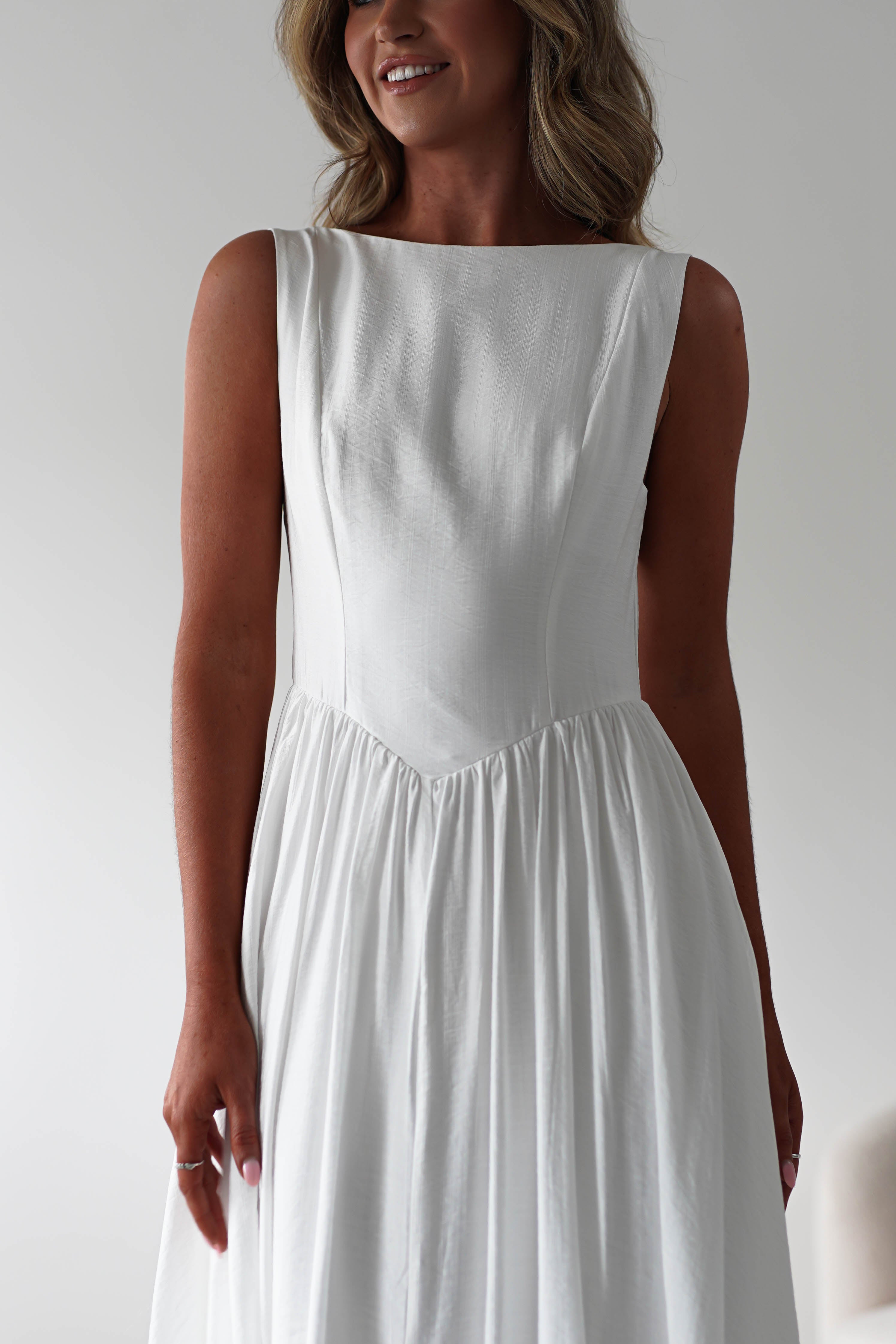 Monroe Skater Midaxi Dress | White