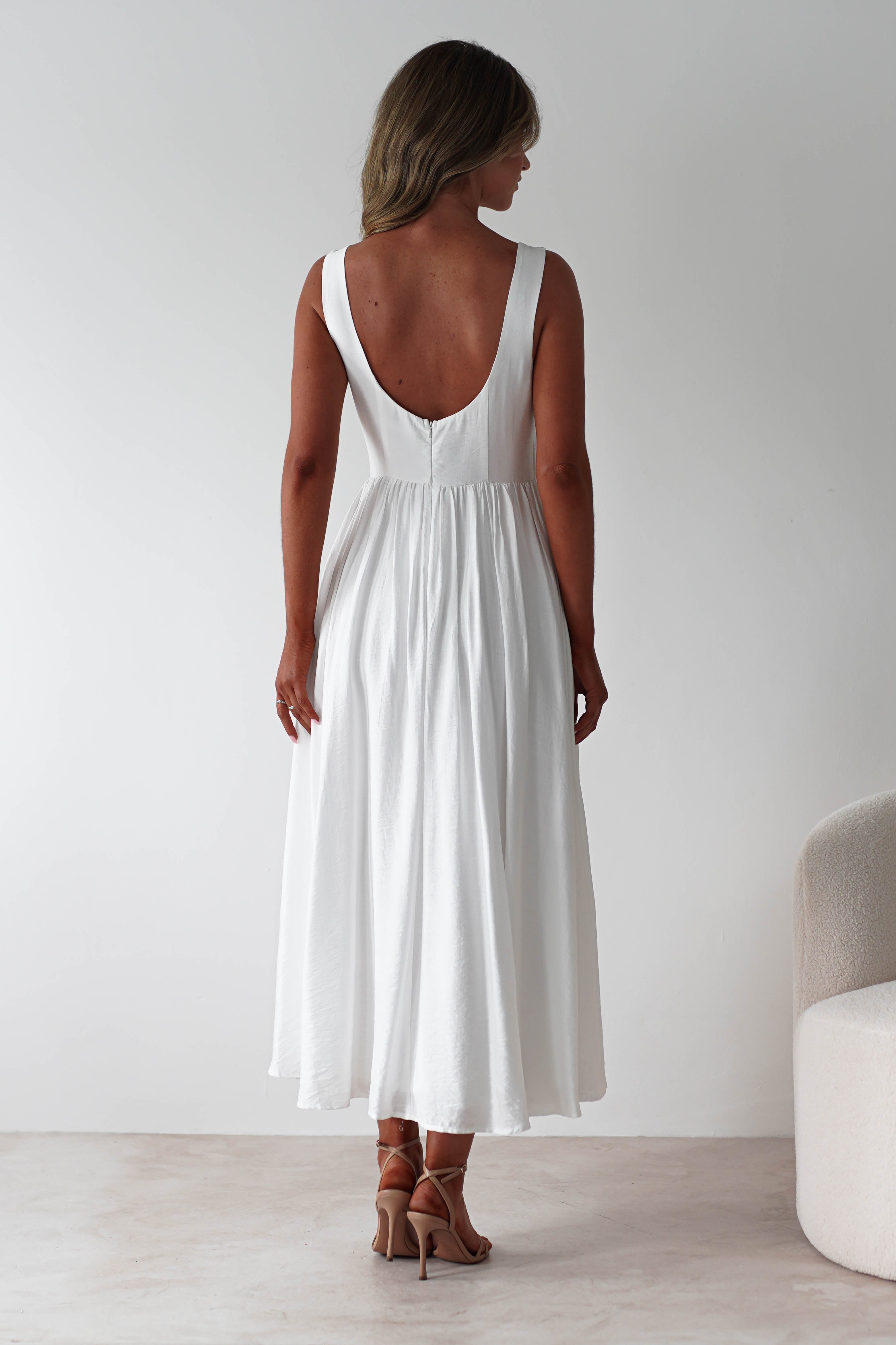 Monroe Skater Midaxi Dress | White