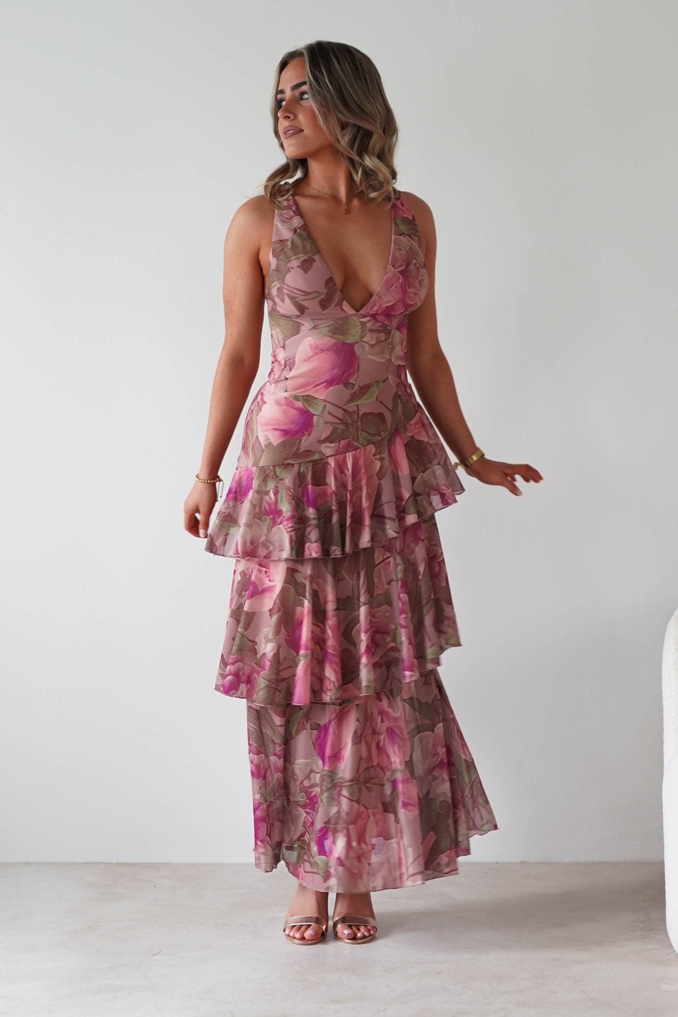 Mixed Print Floral Dress
