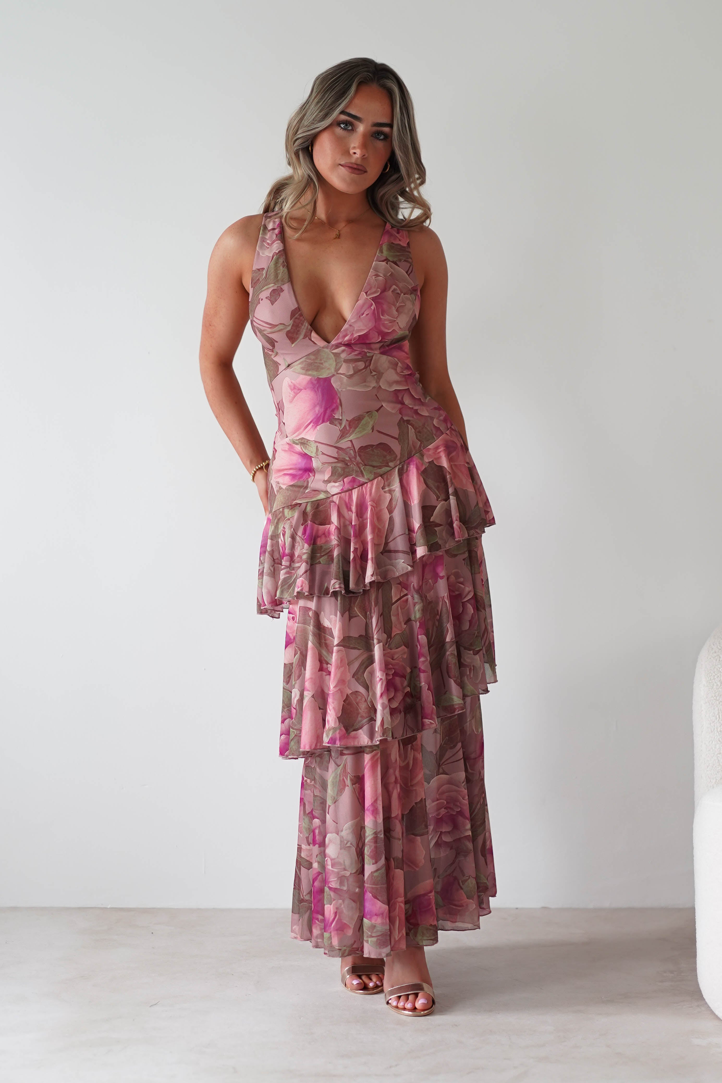 sasha Dresses Morgana Floral Ruffle Maxi Dress | Mixed Print