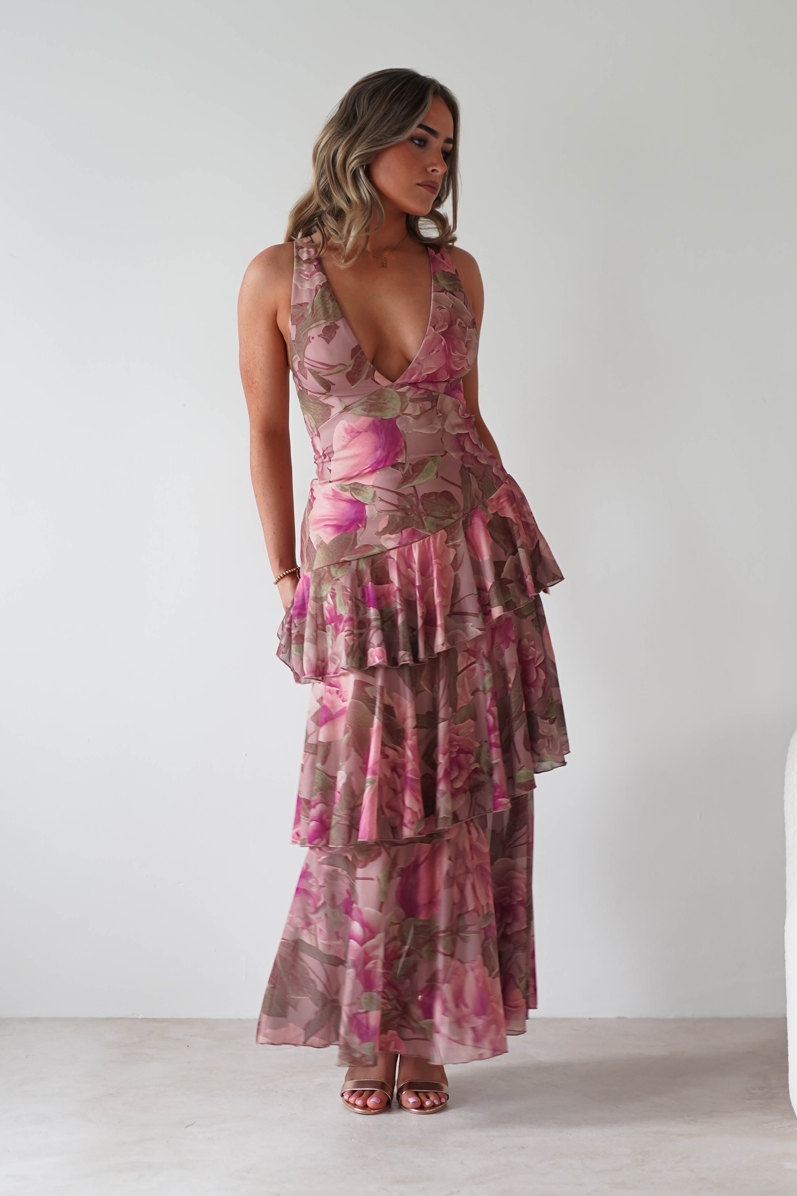 sasha Dresses Morgana Floral Ruffle Maxi Dress | Mixed Print