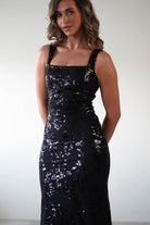 Nadia Square Neck Sequin Gown | Black - Oh Hello Clothing