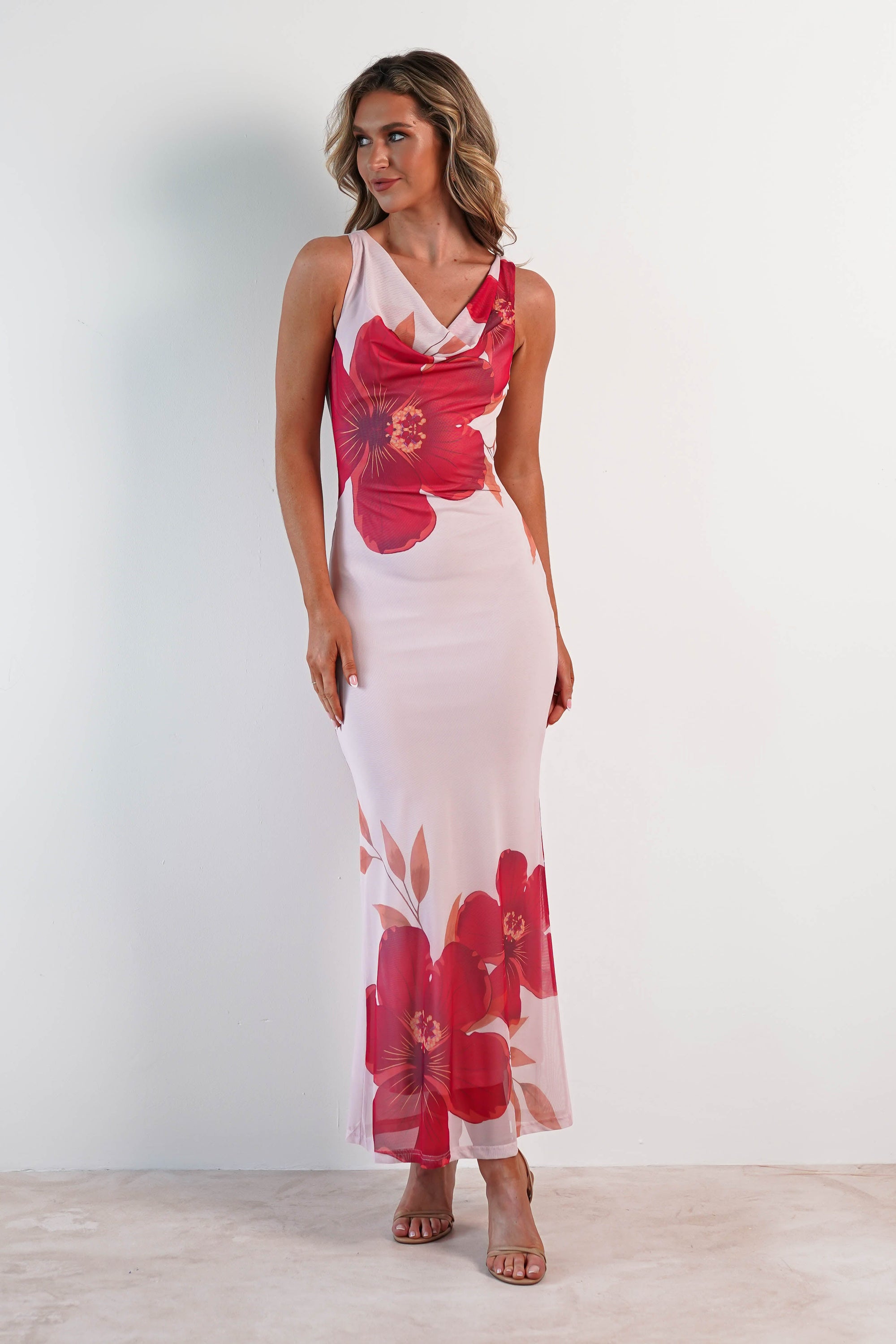 Nalini Bodycon Mesh Maxi Dress | Pink - Oh Hello Clothing