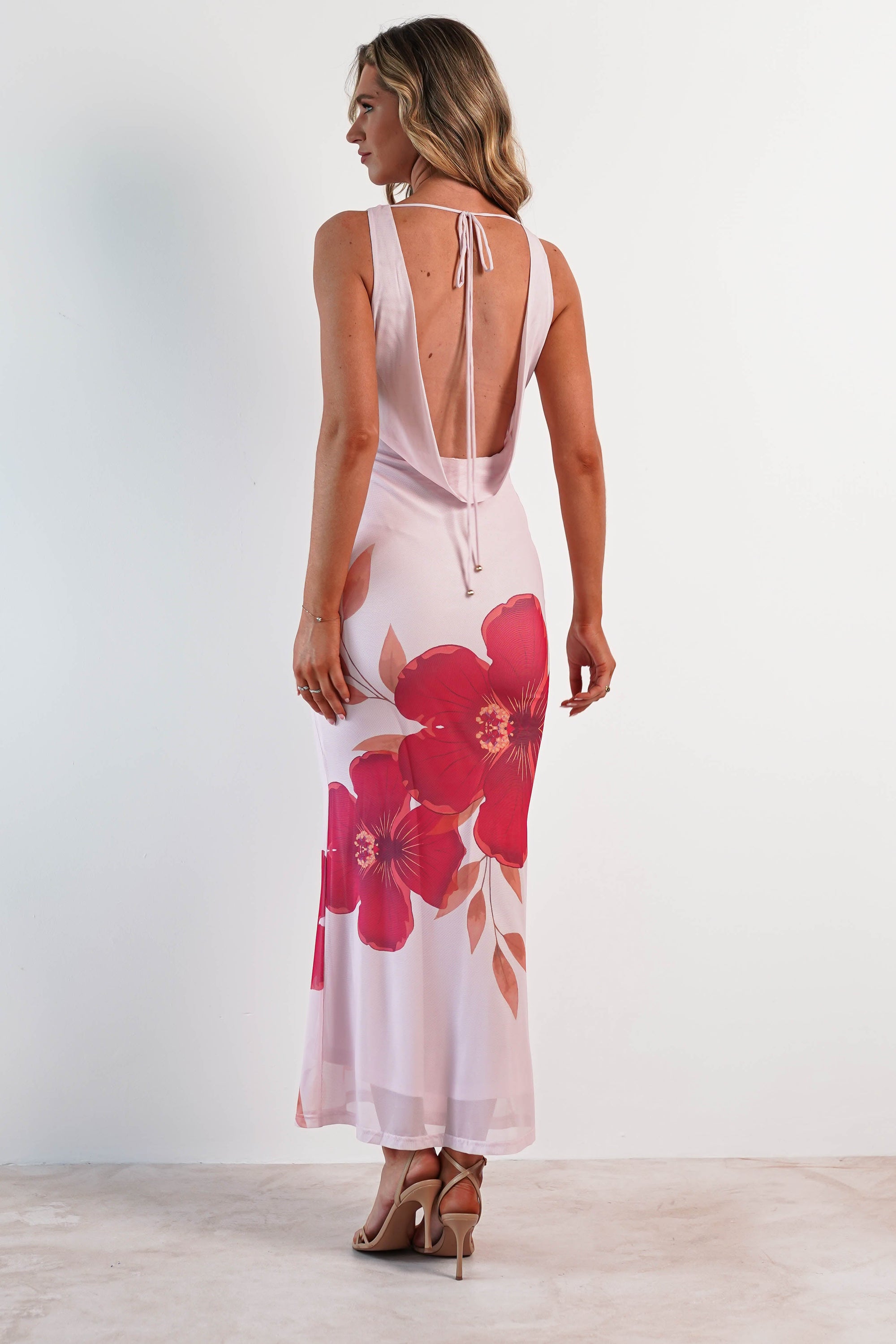 Nalini Bodycon Mesh Maxi Dress | Pink | Oh Hello Clothing | XS (6)