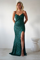 Narissa Sequin Maxi Gown | Green | Oh Hello Clothing | XS (6)
