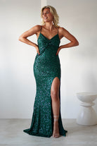 Narissa Sequin Maxi Gown | Green | Oh Hello Clothing | XS (6)