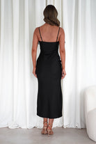 Neve Silky Satin Feather Slip Dress | Black | Oh Hello Clothing | S (8)
