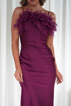 Neve Silky Satin Feather Slip Dress | Plum | Oh Hello Clothing | S (8)
