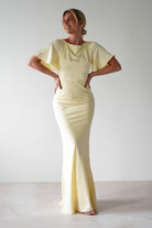Bridesmaid Dresses | Olivia Soft Matte Satin Maxi  | Yellow