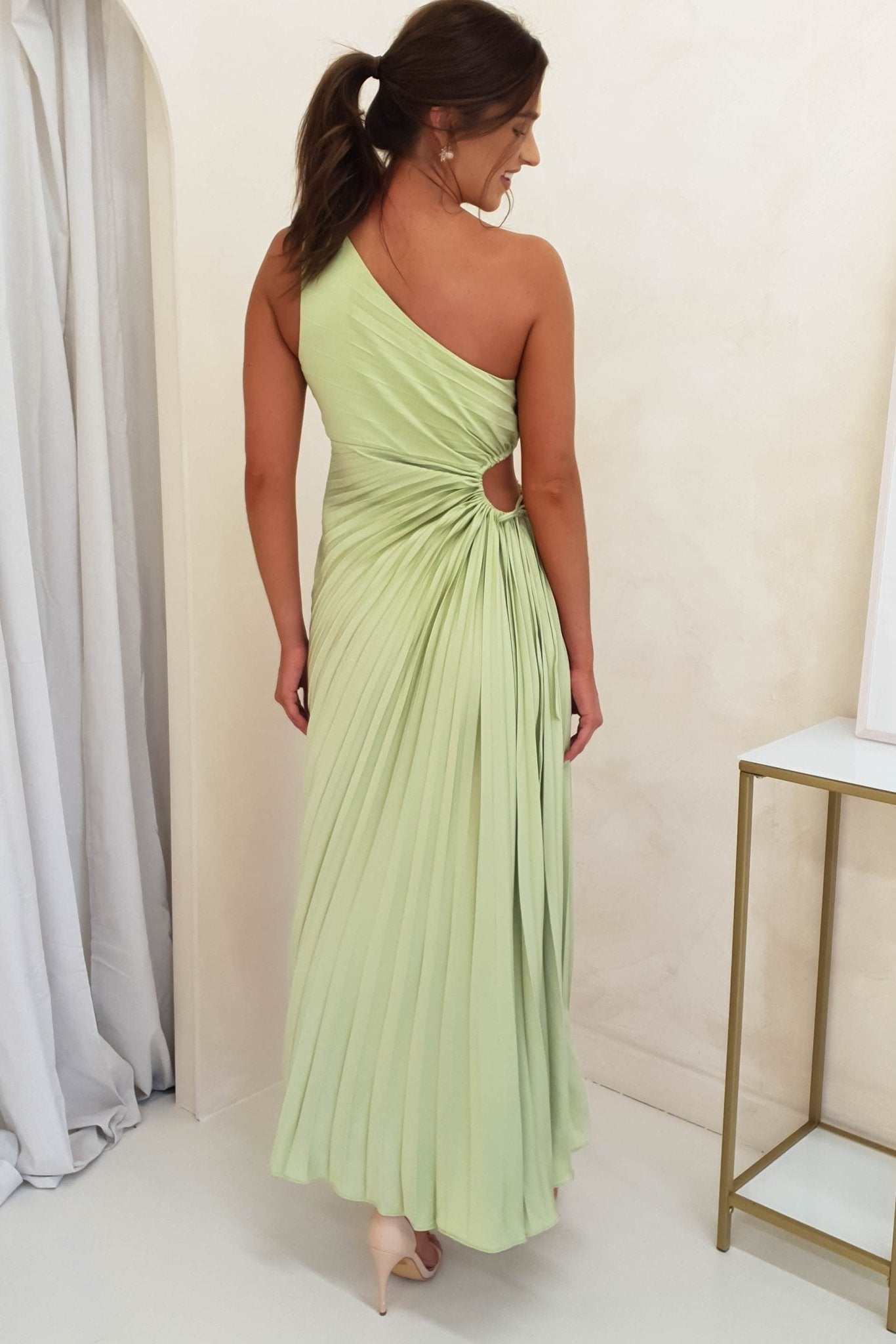 Olsen Pleated Maxi Dress | Light Green | Oh Hello Clothing | XS (6)