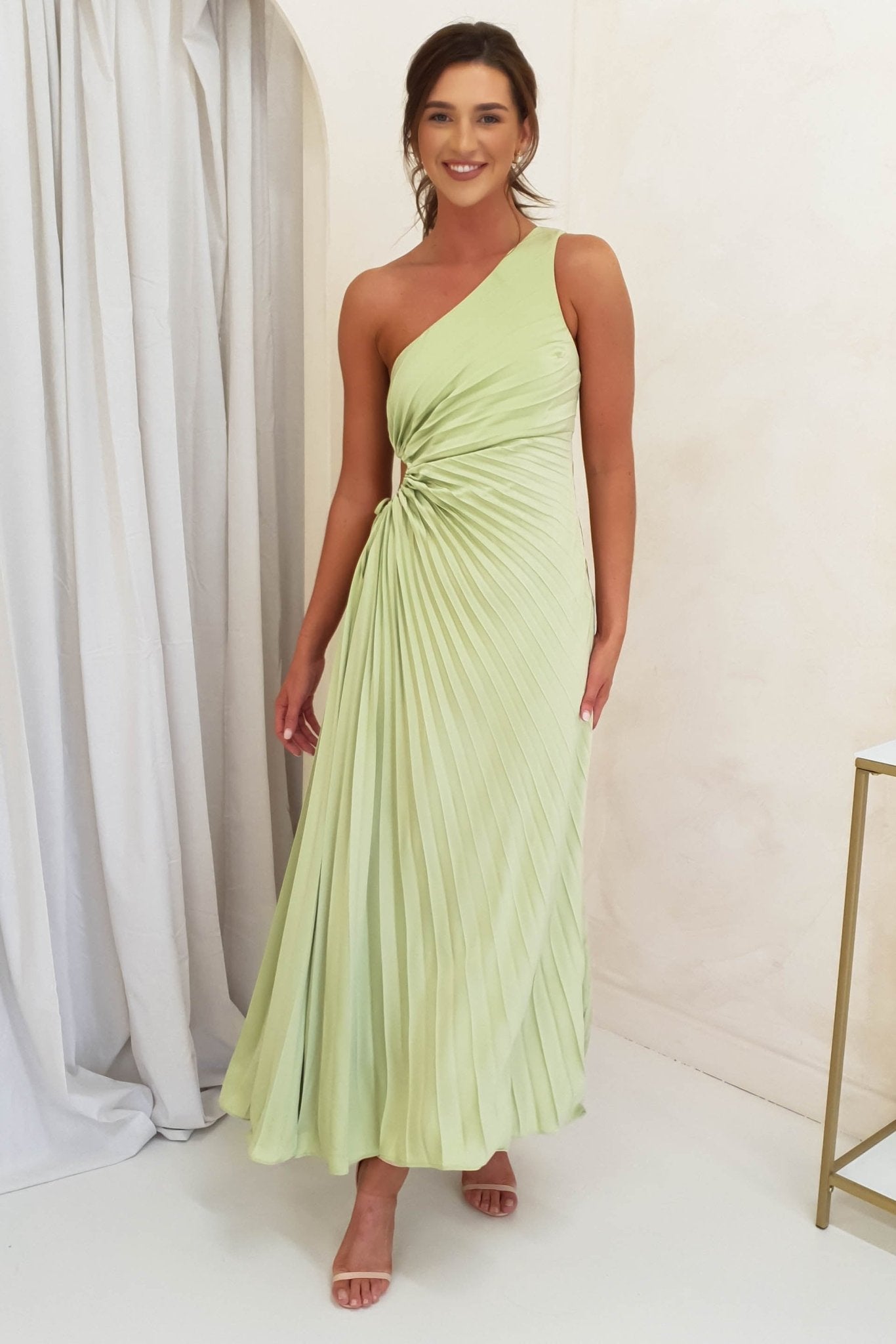 Olsen Pleated Maxi Dress | Light Green | Oh Hello Clothing | XS (6)