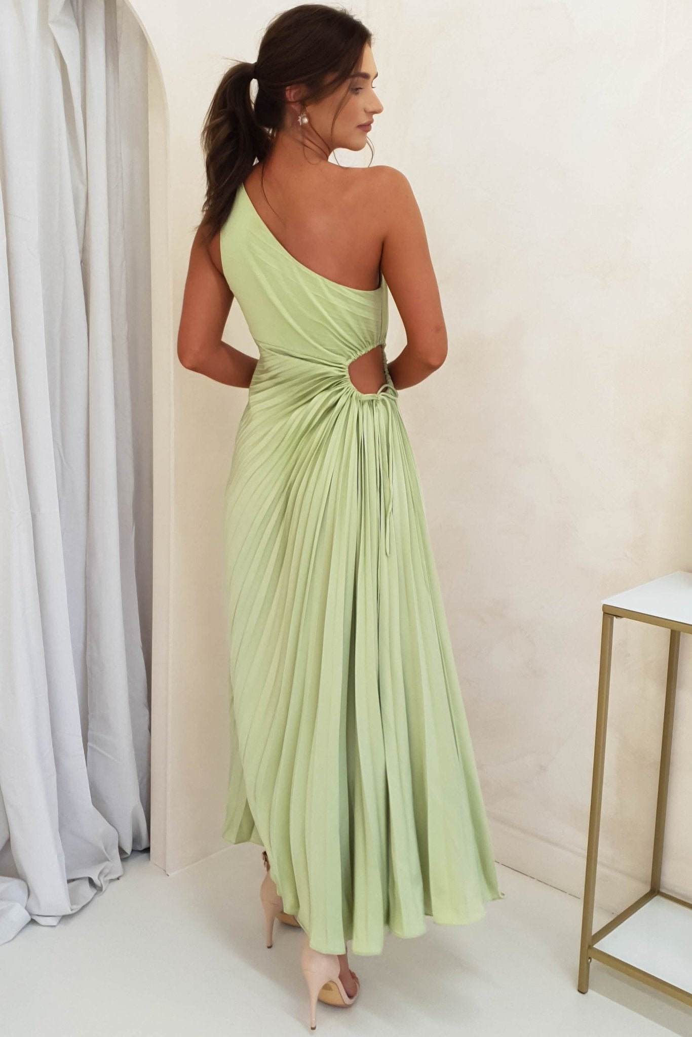 Olsen Pleated Maxi Dress | Light Green | Oh Hello Clothing | XS (6)