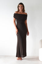 Vera & Lucy Dresses Pascal Bodycon Embellished Maxi Dress | Brown