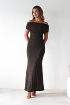 Vera & Lucy Dresses Pascal Bodycon Embellished Maxi Dress | Brown