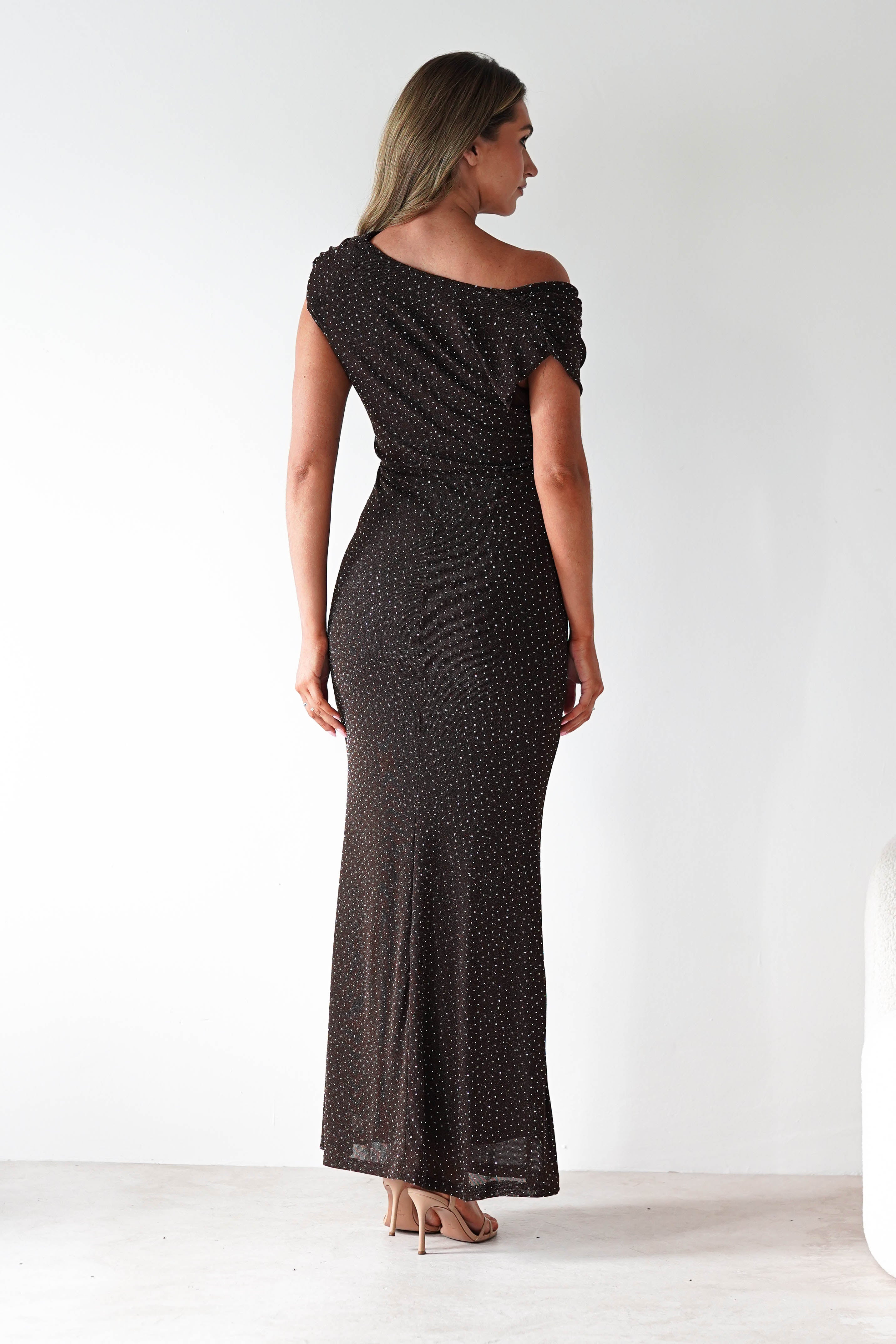Vera & Lucy Dresses Pascal Bodycon Embellished Maxi Dress | Brown