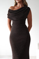 Vera & Lucy Dresses Pascal Bodycon Embellished Maxi Dress | Brown