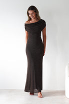 Vera & Lucy Dresses Pascal Bodycon Embellished Maxi Dress | Brown