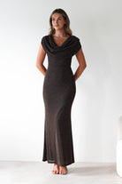Vera & Lucy Dresses Pascal Bodycon Embellished Maxi Dress | Brown