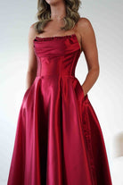Pepper Strapless A - Line Maxi Gown | Red | Oh Hello Clothing | S (8)