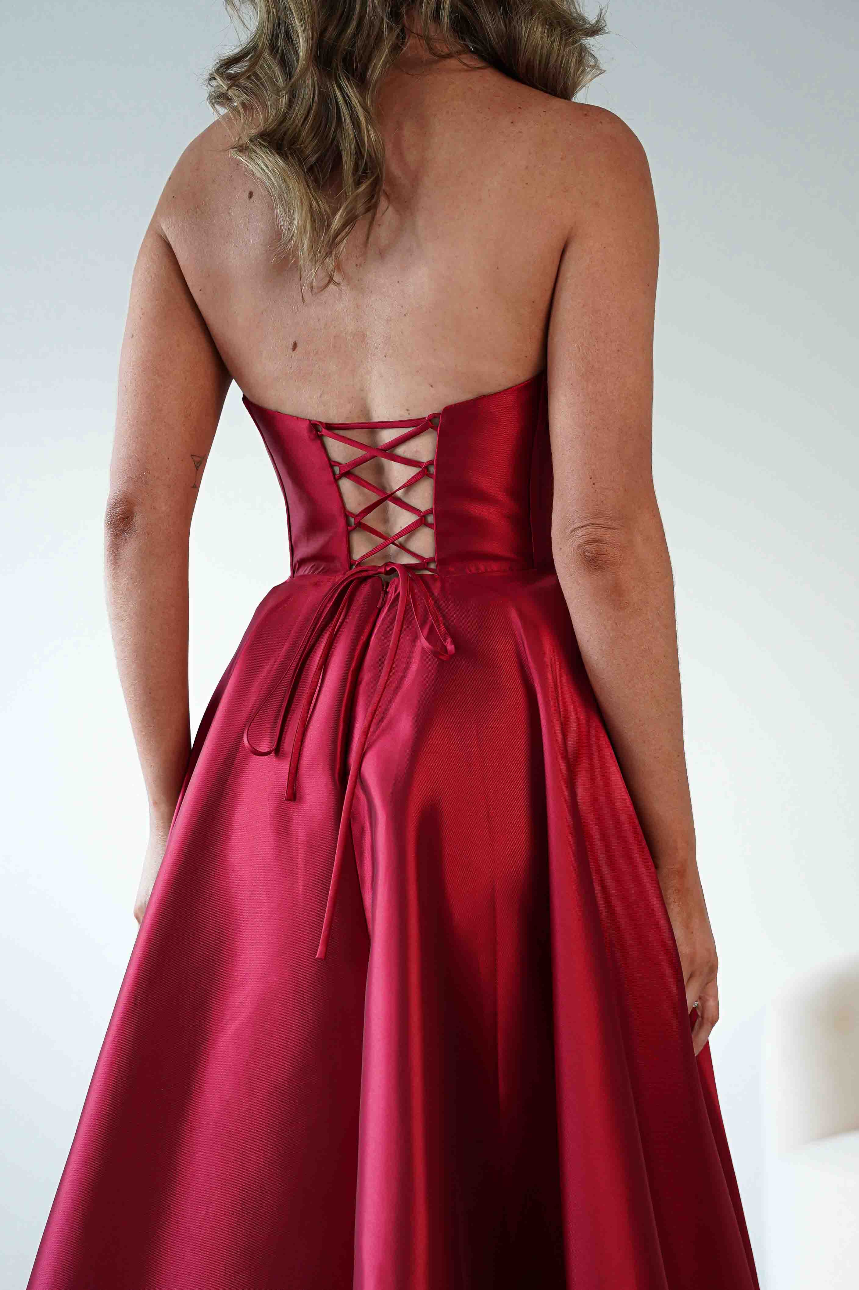 F&P Debs & Prom Dresses Pepper Strapless A-Line Maxi Gown | Red