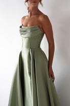 Pepper Strapless A - Line Maxi Gown | Sage | Oh Hello Clothing | XS (6)