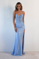 Perla Embellished Gown | Light Blue - Oh Hello Clothing