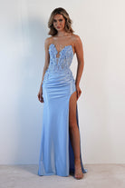 Perla Embellished Gown | Light Blue - Oh Hello Clothing