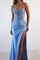 Perla Embellished Gown | Light Blue - Oh Hello Clothing